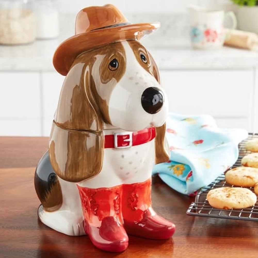 🎅 New Pioneer Woman Cowboy Charlie Red Boots Cookie Jar